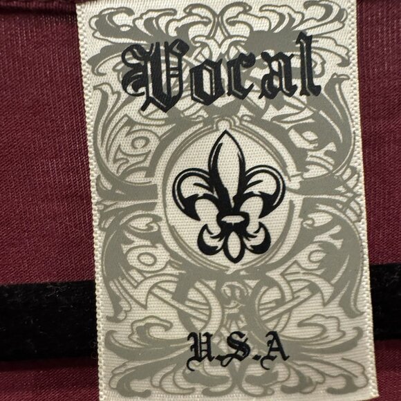 BNWOT 2xl Vocal Burgundy Laser Cut Diamond V-Neck Short Sleeve Top - Picture 3 of 7